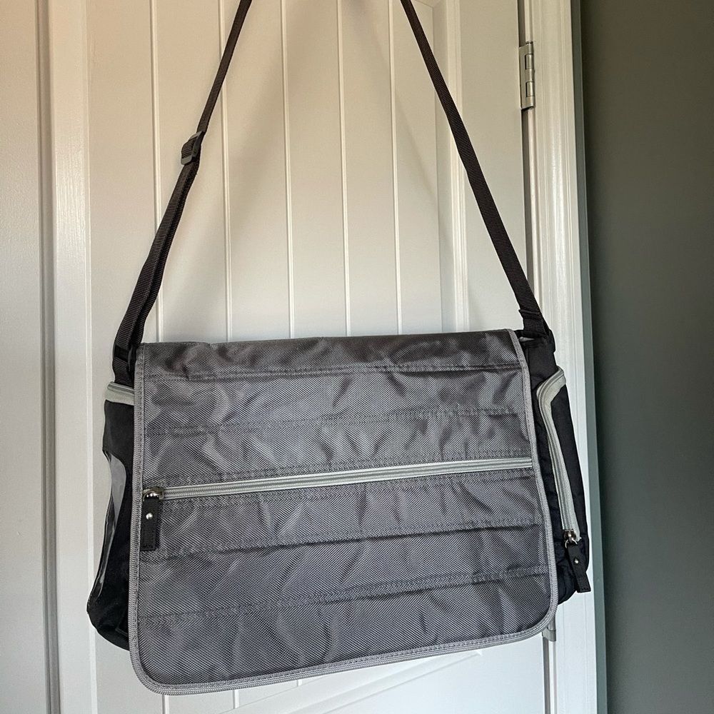 Eddie Bauer Messenger Diaper Bag Gray/Silver